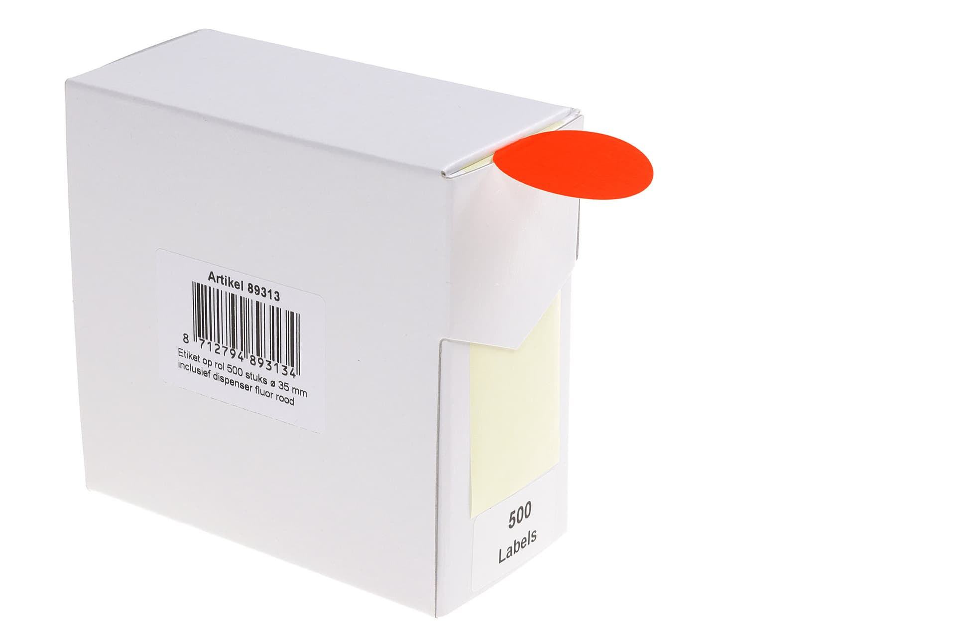 Etiket Rillprint 35mm op rol fluor rood 500 stuks 2