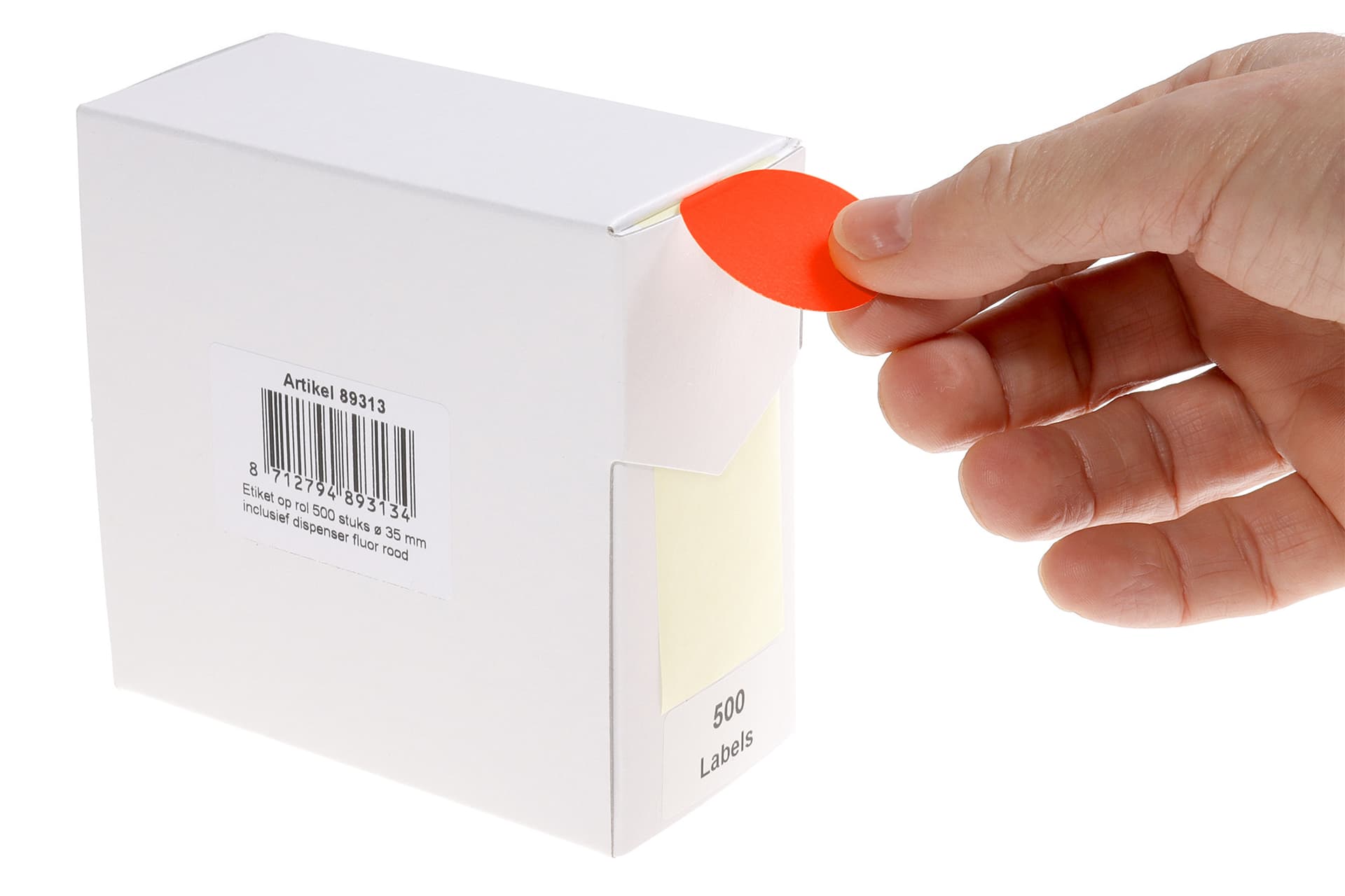 Etiket Rillprint 35mm op rol fluor rood 500 stuks 3