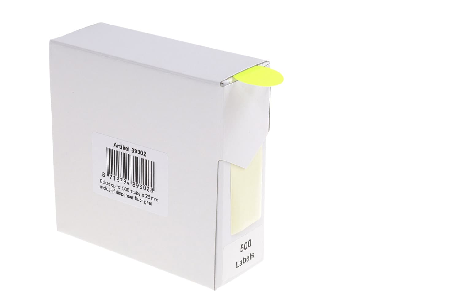 Etiket Rillprint 25mm op rol fluor geel 500 stuks 2