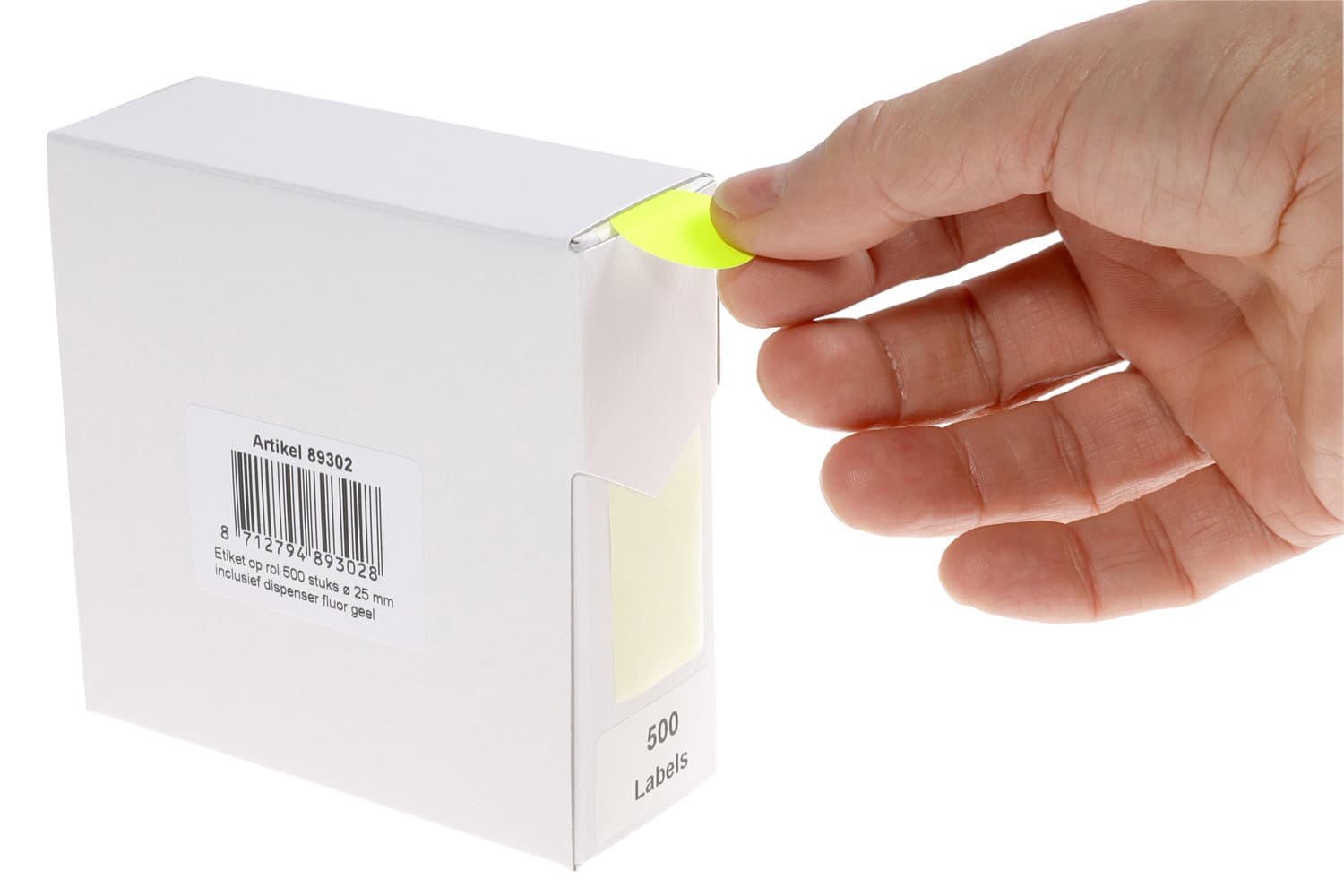 Etiket Rillprint 25mm op rol fluor geel 500 stuks 3