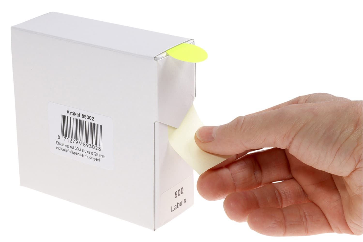 Etiket Rillprint 25mm op rol fluor geel 500 stuks 4