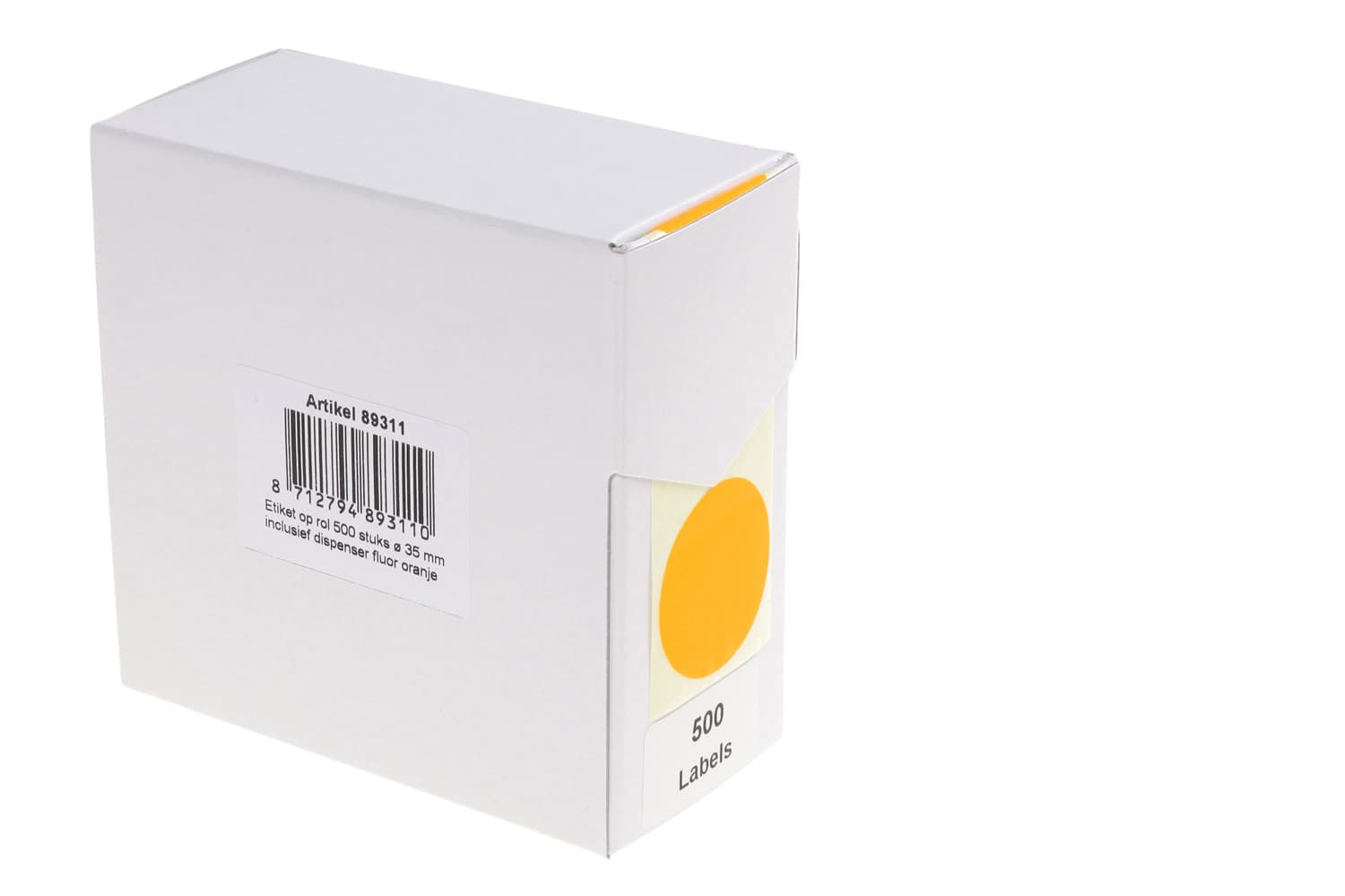 Etiket Rillprint 35mm op rol fluor oranje 500 stuks