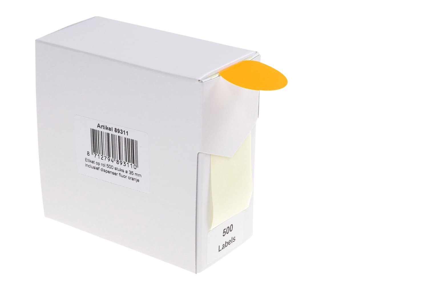 Etiket Rillprint 35mm op rol fluor oranje 500 stuks 2