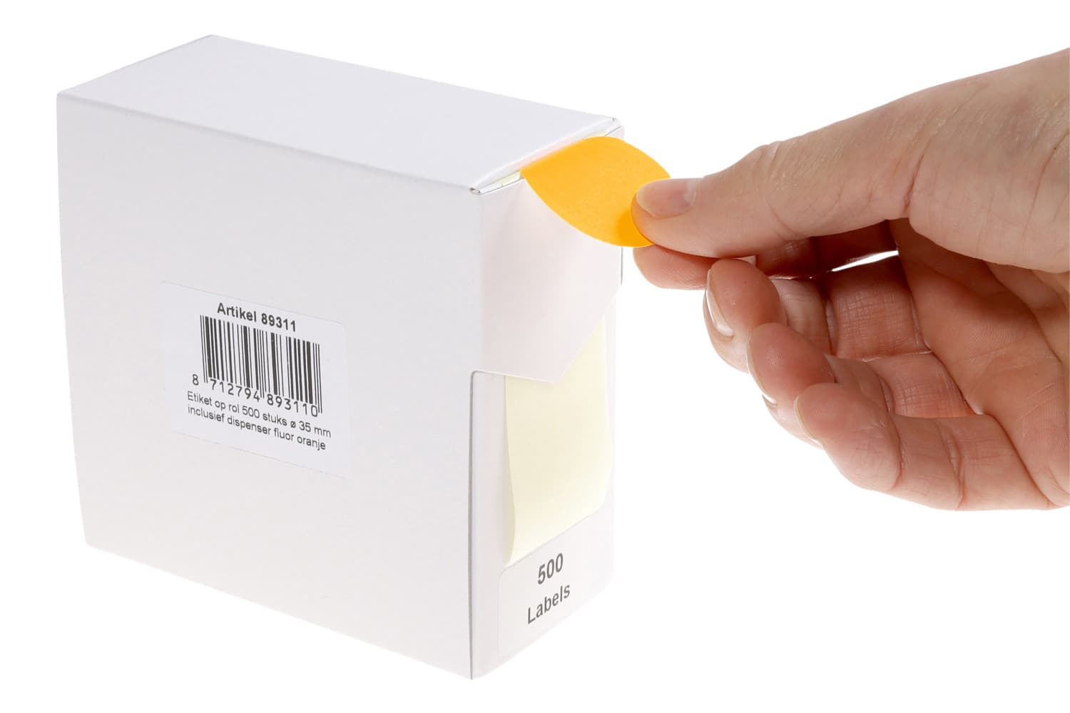 Etiket Rillprint 35mm op rol fluor oranje 500 stuks 3