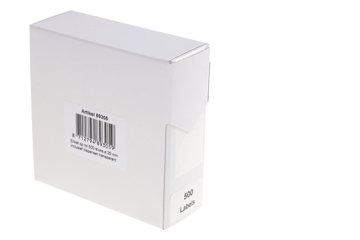 Etiket Rillprint 25mm op rol transparant 500 stuks