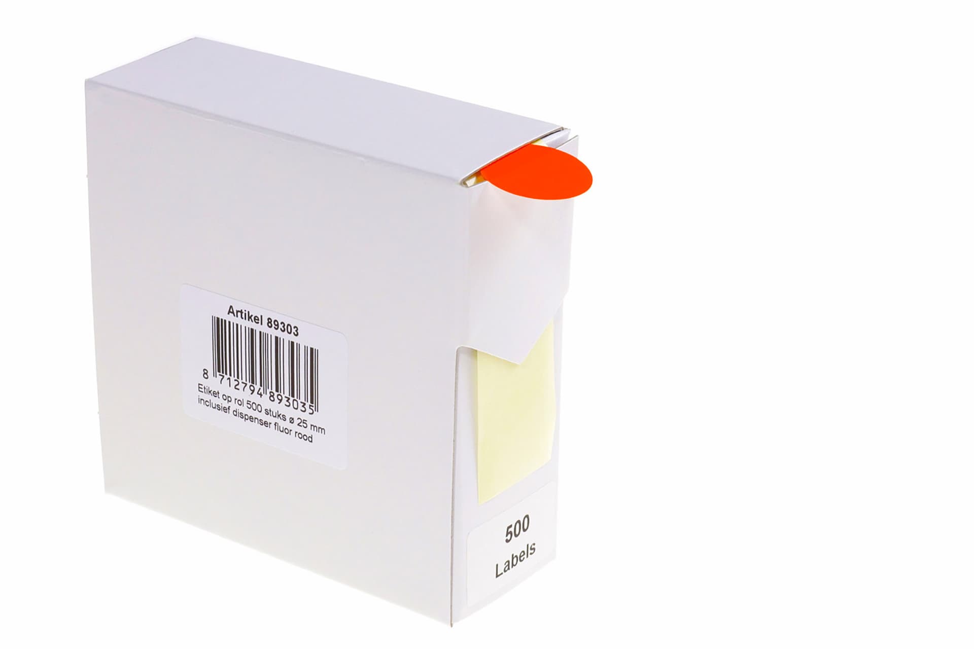 Etiket Rillprint 25mm op rol fluor rood 500 stuks 2