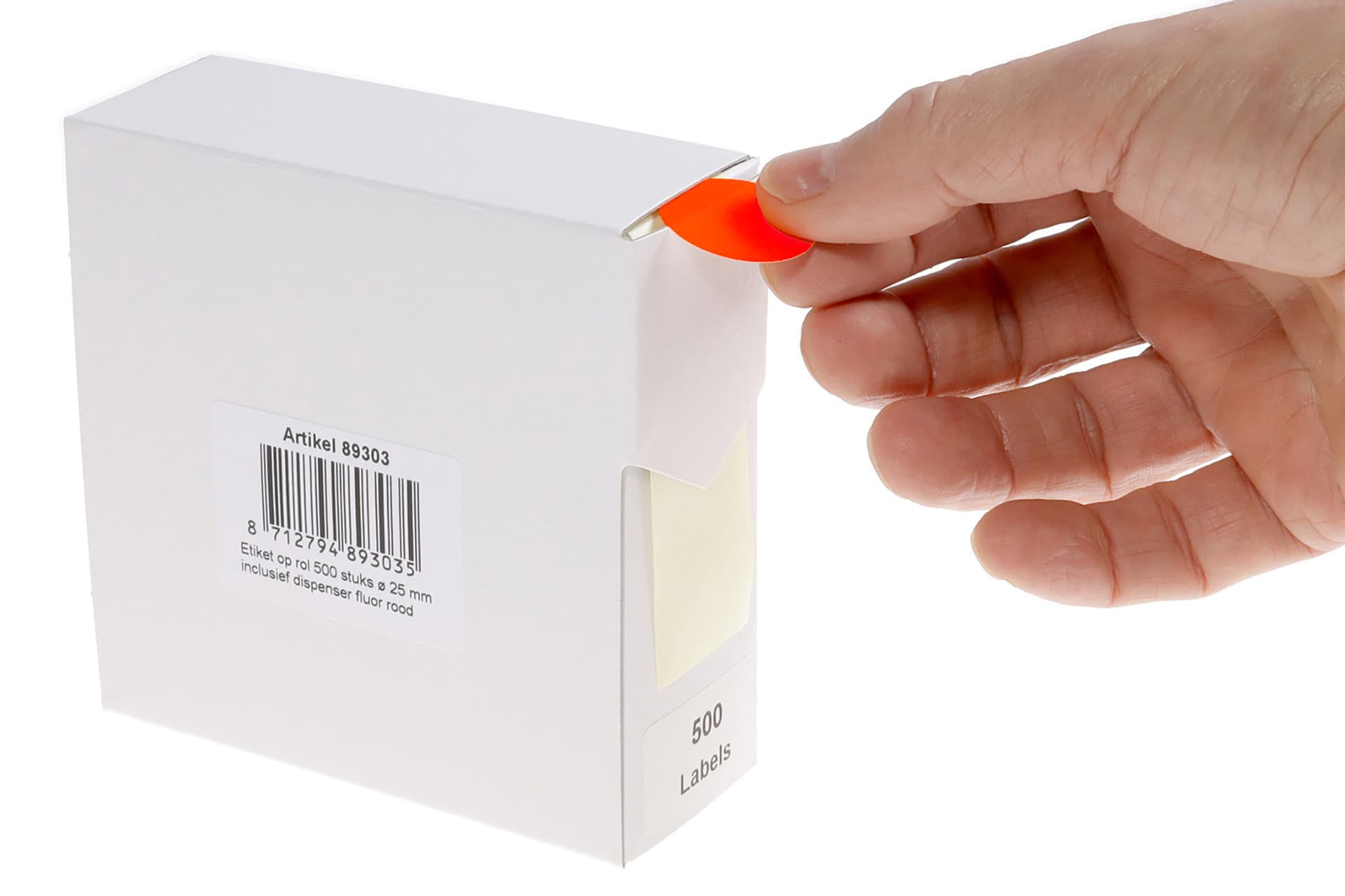 Etiket Rillprint 25mm op rol fluor rood 500 stuks 3