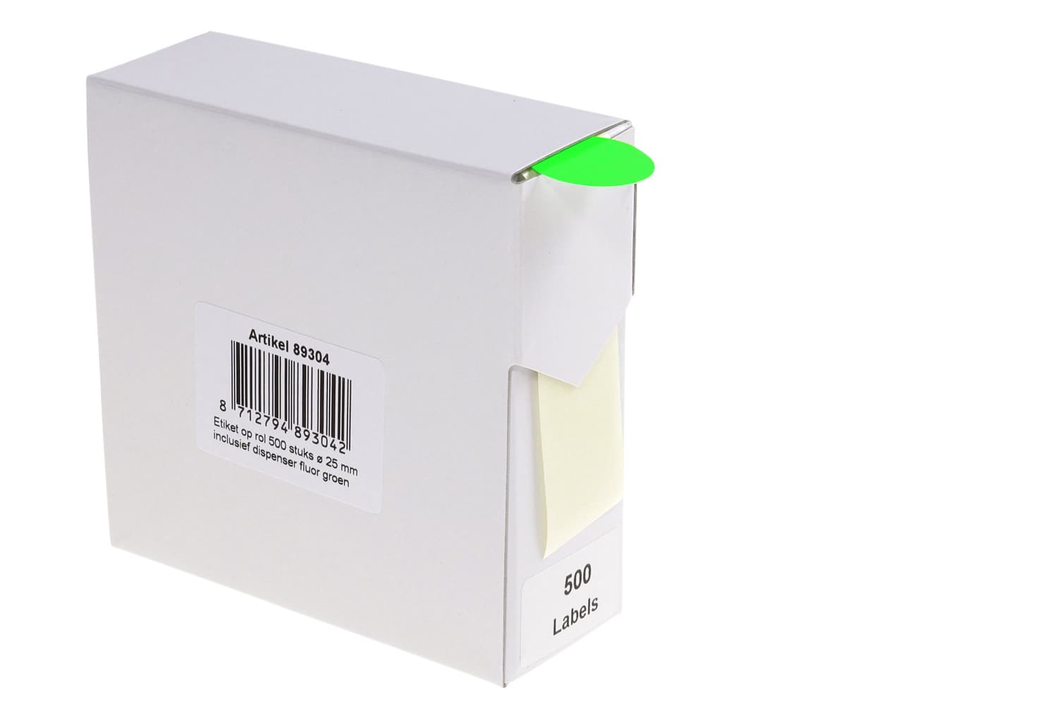 Etiket Rillprint 25mm op rol fluor groen 500 stuks 2