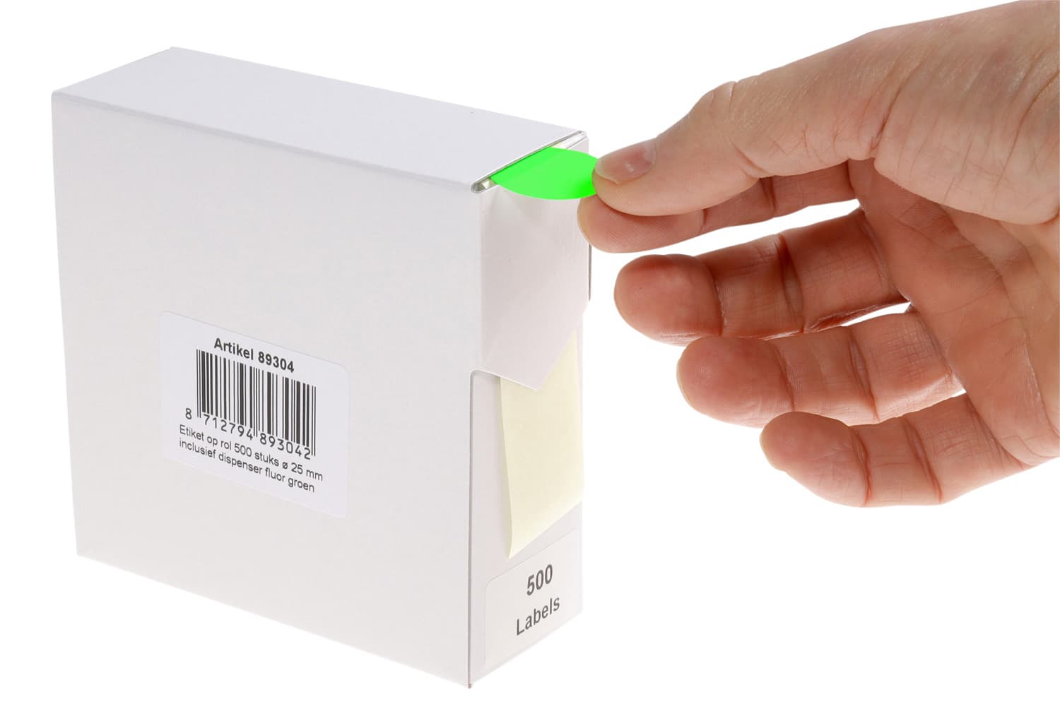 Etiket Rillprint 25mm op rol fluor groen 500 stuks 3