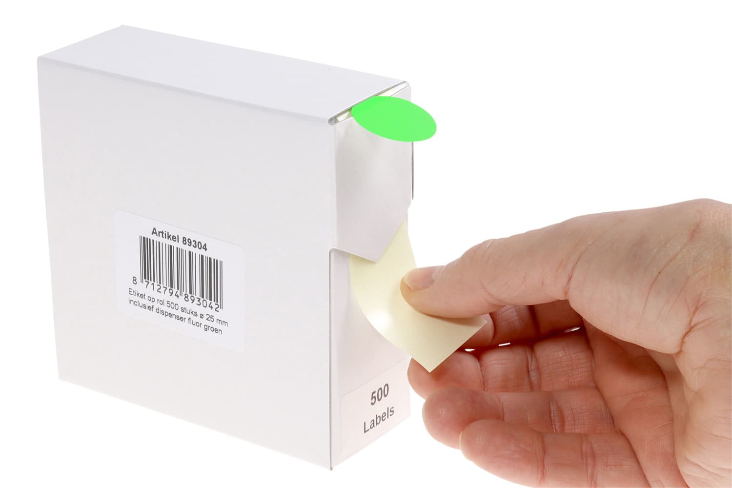 Etiket Rillprint 25mm op rol fluor groen 500 stuks 4