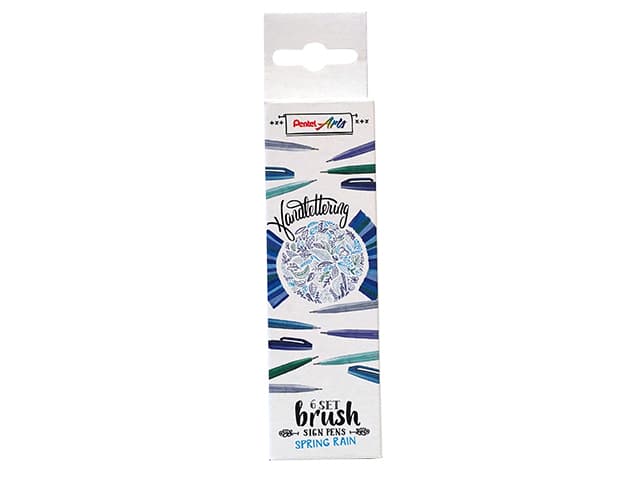 Brushpen Pentel Sign SES15C Spring Rain assorti 6 stuks 2
