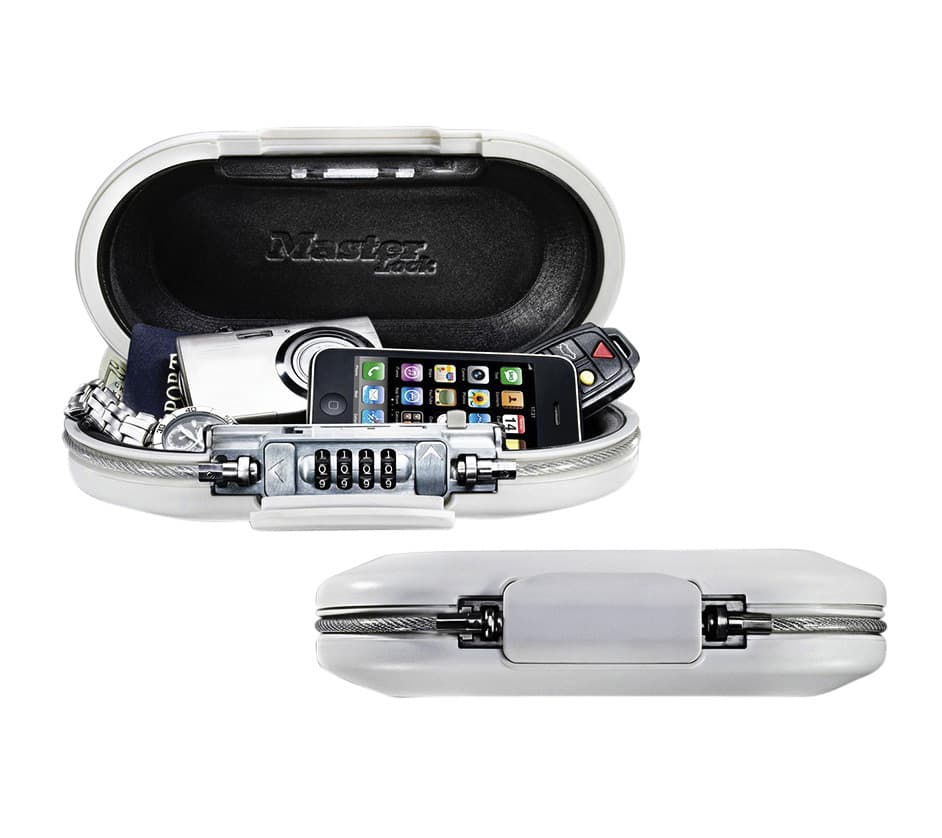 Draagbare kluis MasterLock Safe space met combinatieslot en kabel wit 2