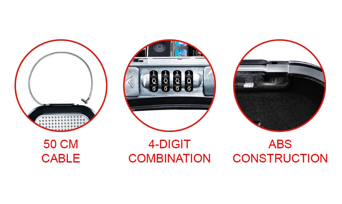 Draagbare kluis MasterLock Safe space met combinatieslot en kabel donkergrijs 3