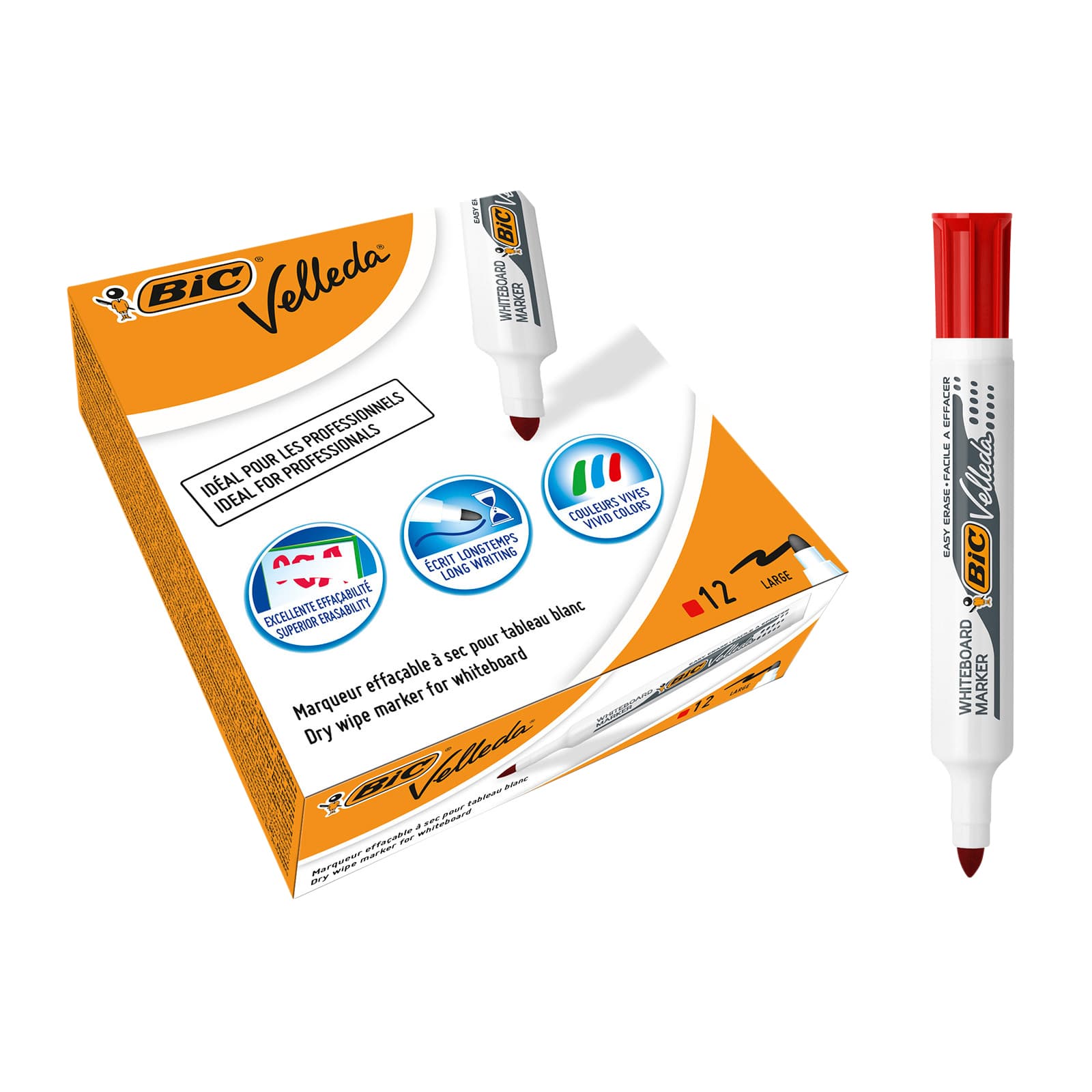 Whiteboardmarker Bic Velleda 1711 rond large rood 2