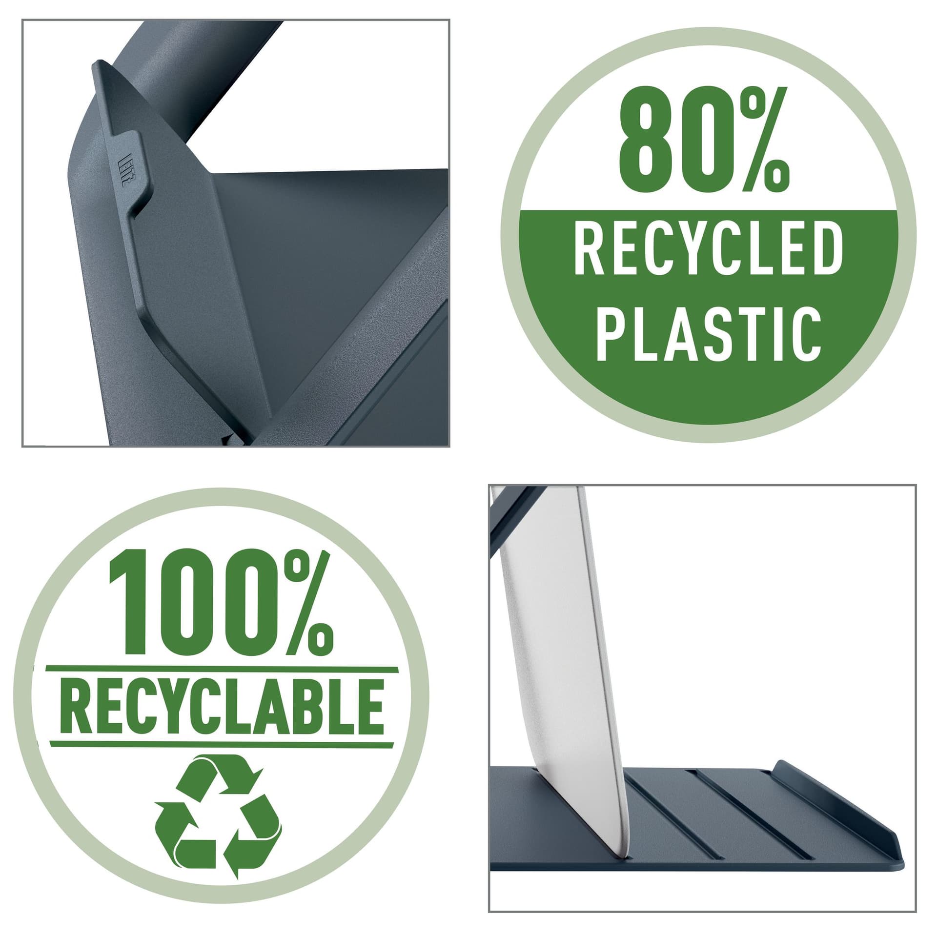 Laptopstandaard Leitz Ergo Cosy verstelbaar recyled grijs 3