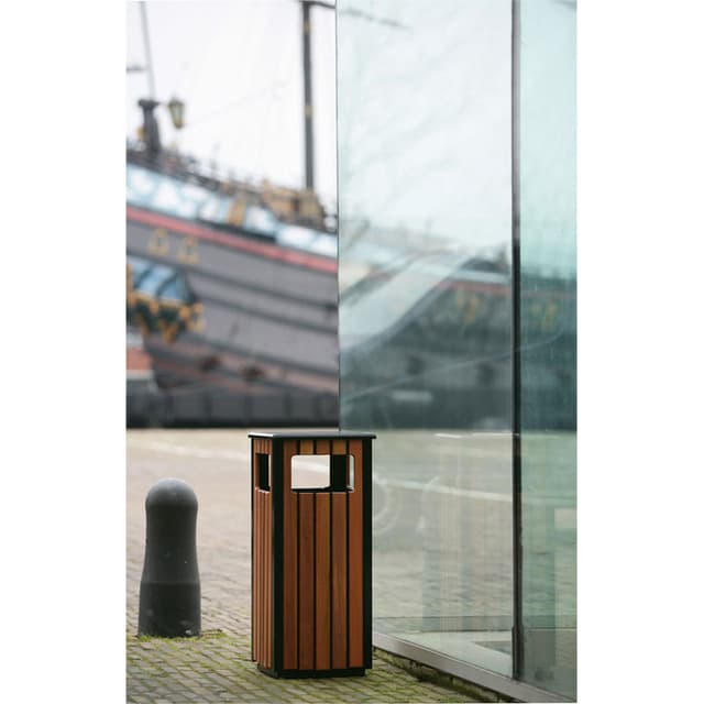 Afvalbak Vepa Bins voor buiten 36 liter zwart/houtlook 2