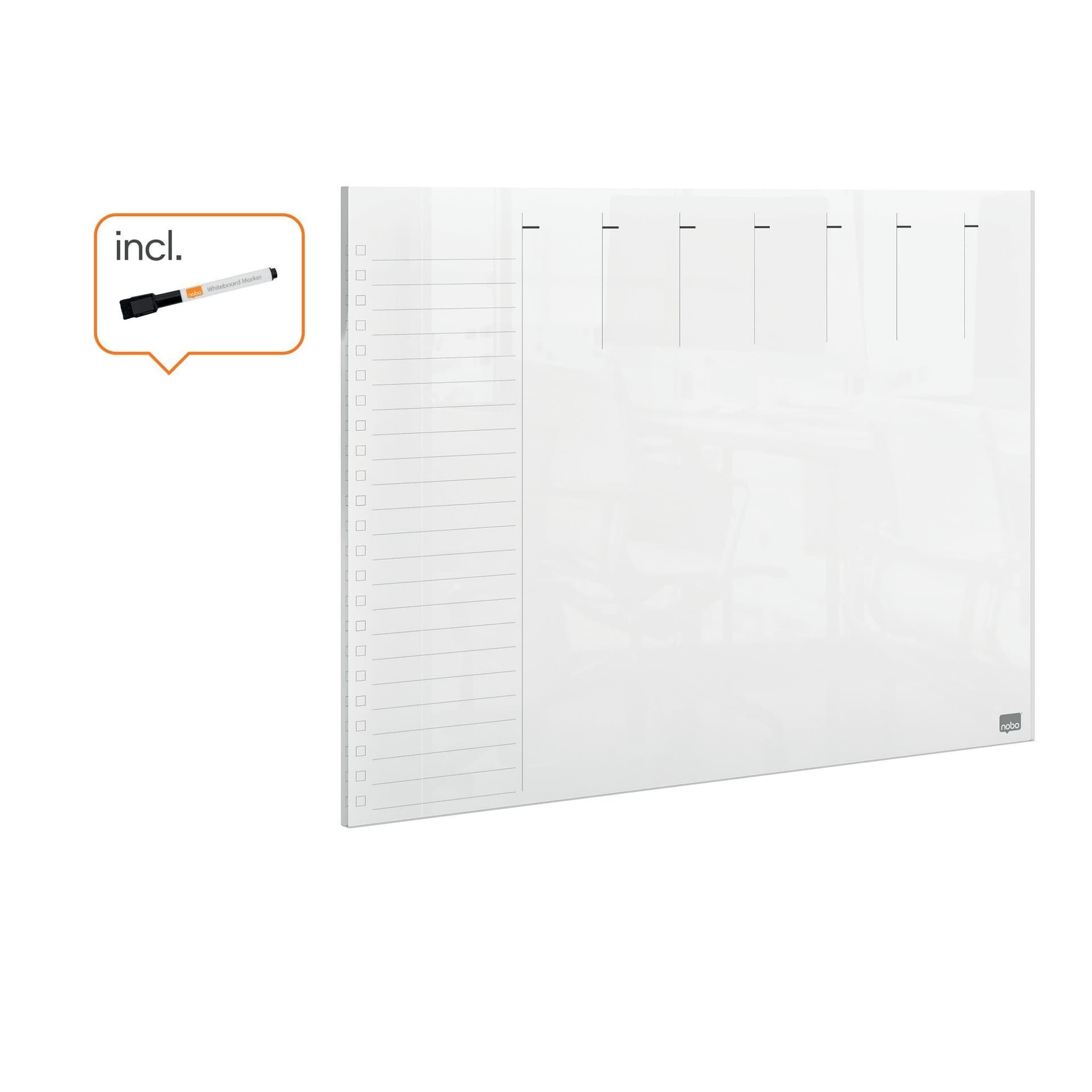 Weekplanner Nobo transparant acryl A4 3