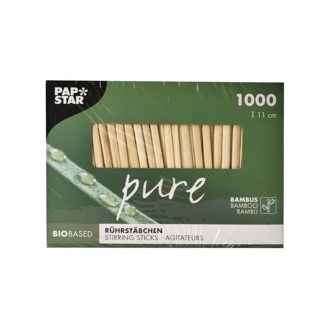 Roerstaafje Papstar 110x3mm bamboe 1000 stuks 2