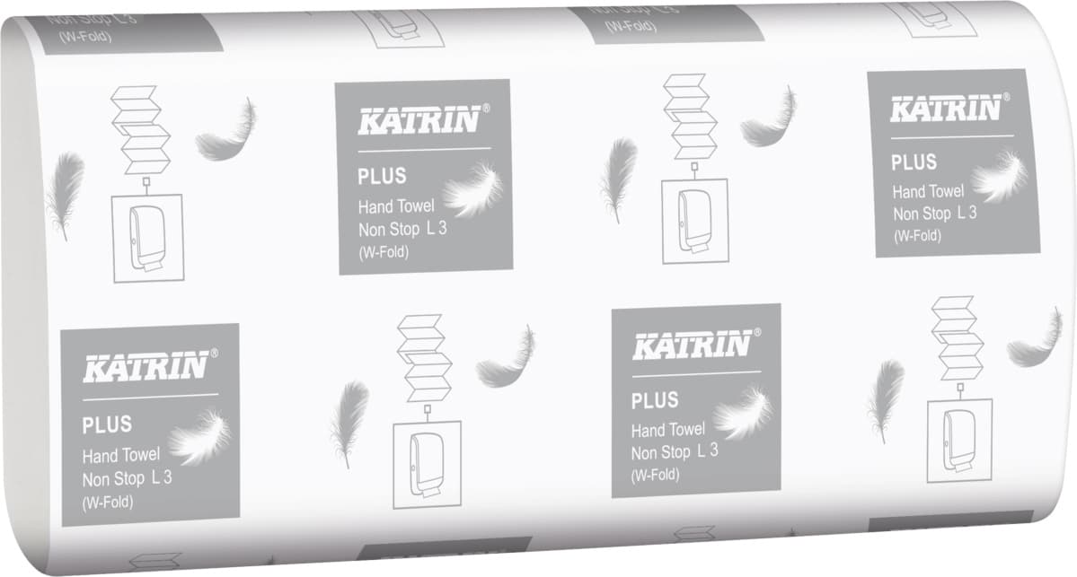 Handdoek Katrin Plus w-vouw 3-laags 203x320mm 25x90 vel wit 61600 2