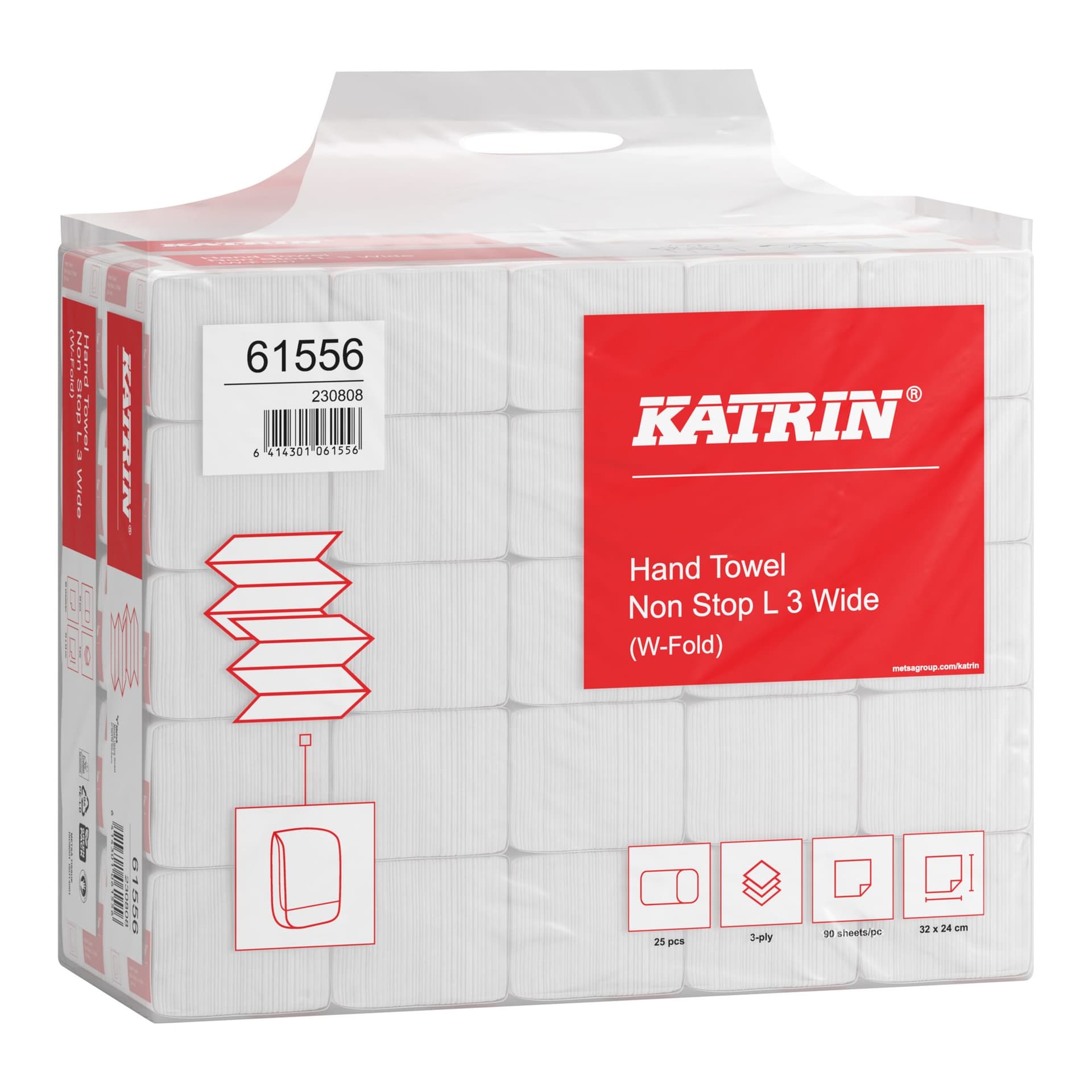 Handdoek Katrin w-vouw 3-laags 240x320mm 25x90 vel wit 61556 2