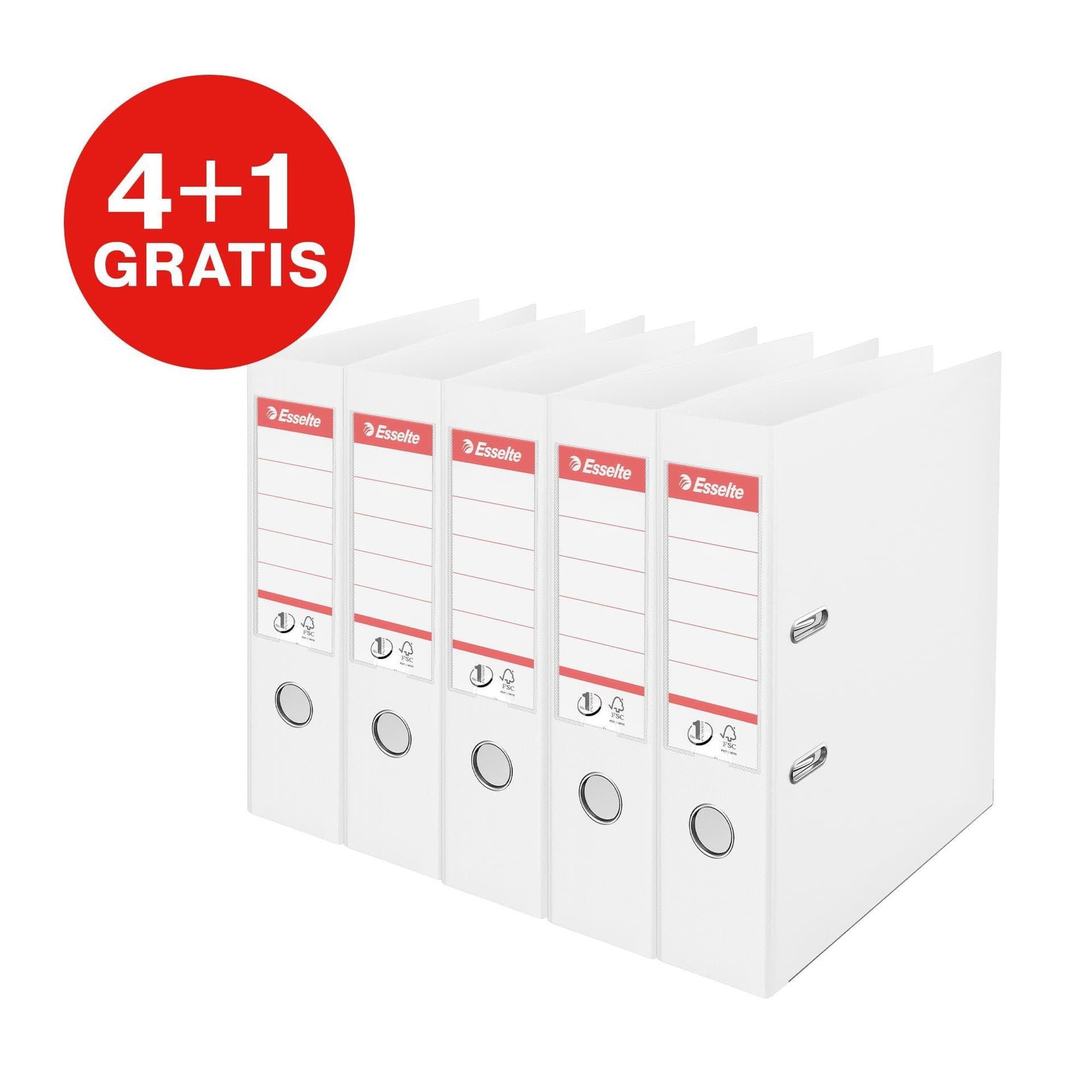 Ordner Esselte No.1 72mm PP 30% gerecycled folie Multipack wit 5 stuks 2