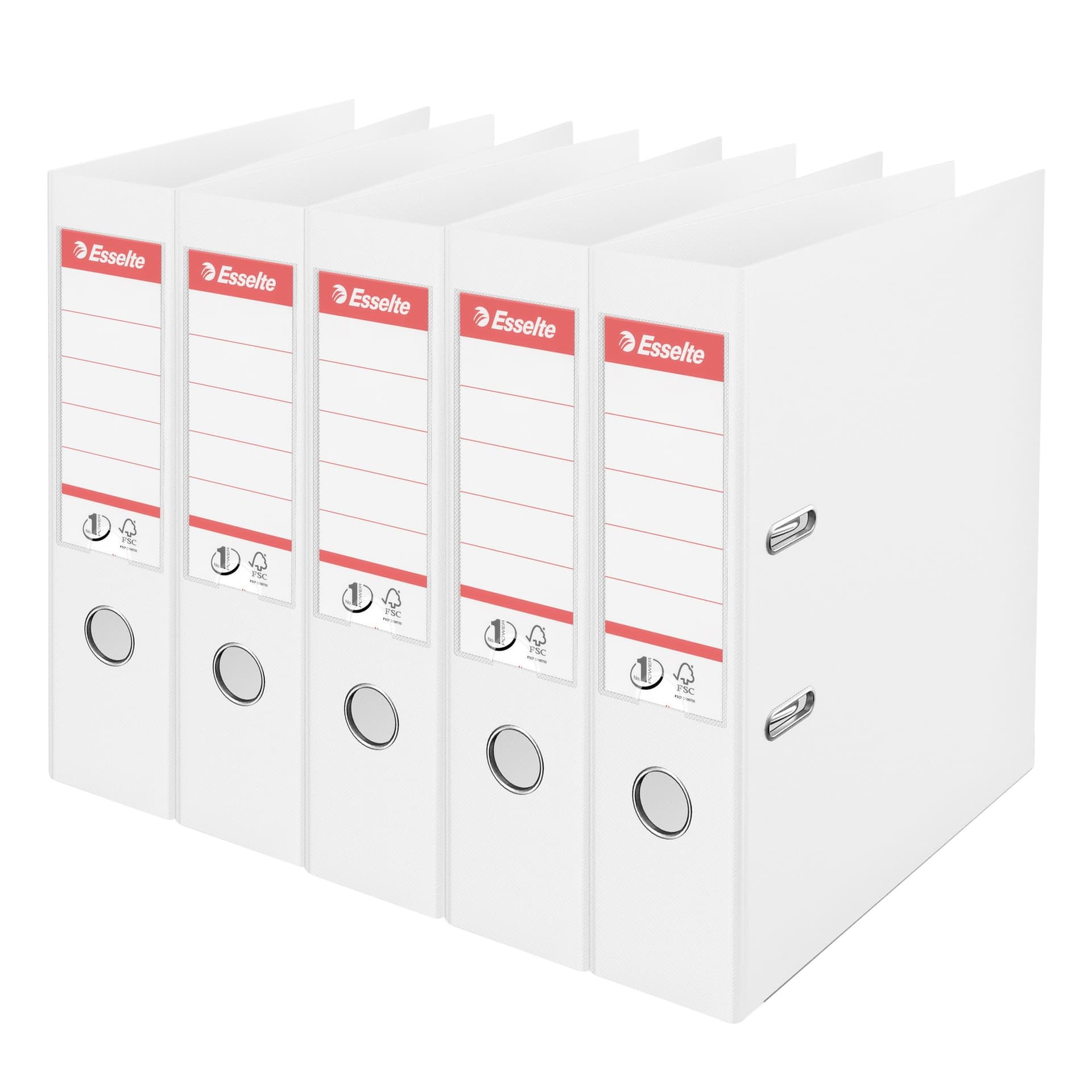 Ordner Esselte No.1 72mm PP 30% gerecycled folie Multipack wit 5 stuks