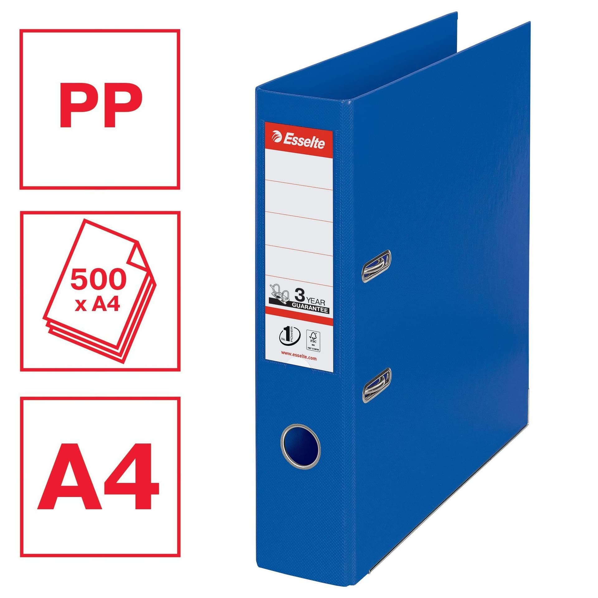 Ordner Esselte No.1 72mm PP 30% gerecycled folie Multipack blauw 5 stuks 4