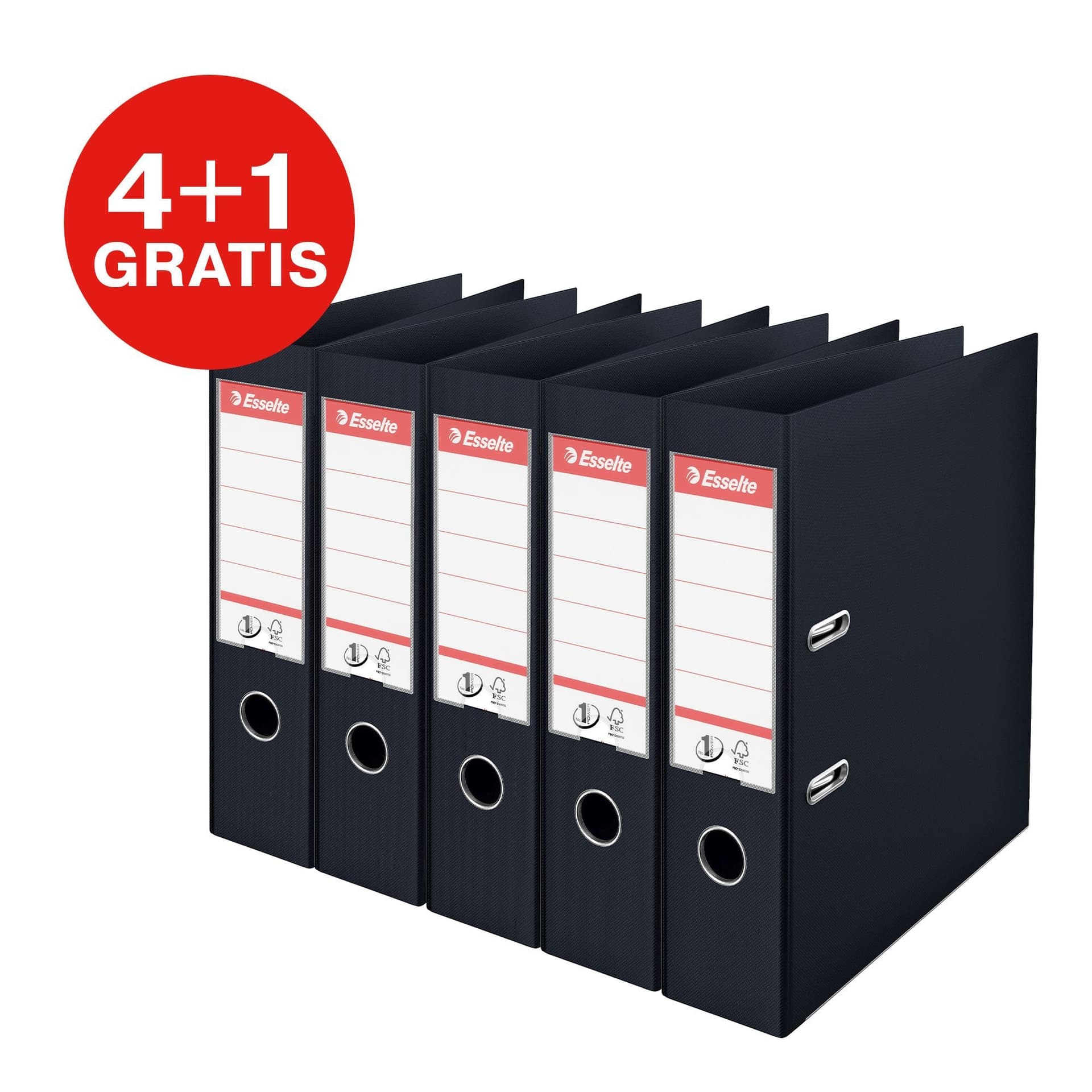 Ordner Esselte No.1 72mm PP 30% gerecycled folie Multipack zwart 5 stuks 2