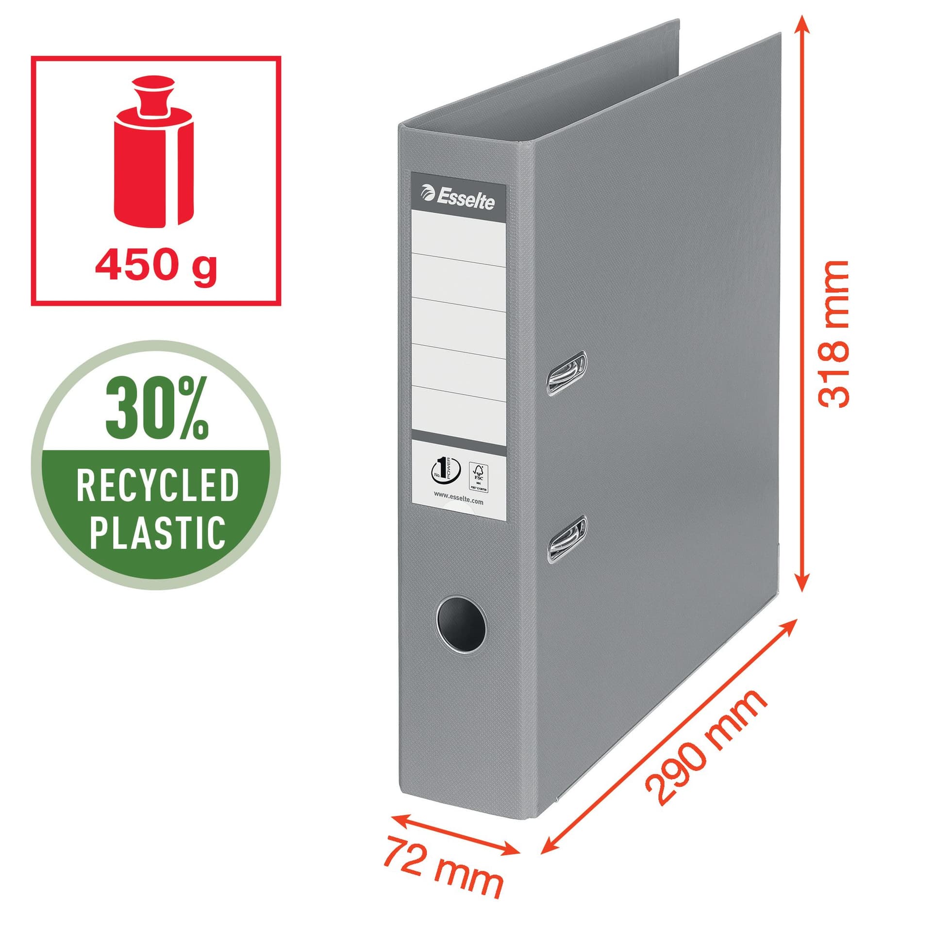 Ordner Esselte No.1 72mm PP 30% gerecycled folie Multipack zwart 5 stuks 4