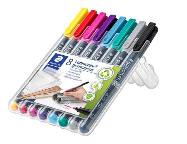 Viltstift Staedtler Lumocolor 317 permanent M set à 8 kleuren 2