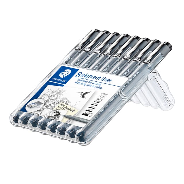 Fineliner Staedtler Pigment 308 zwart 8 stuks 2