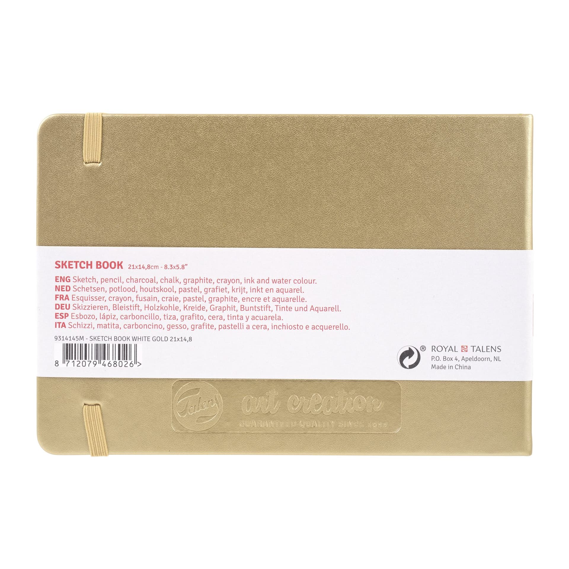 Schetsboek Talens Art Creation 80 witte vellen 140gr 210x150mm witgoud 2