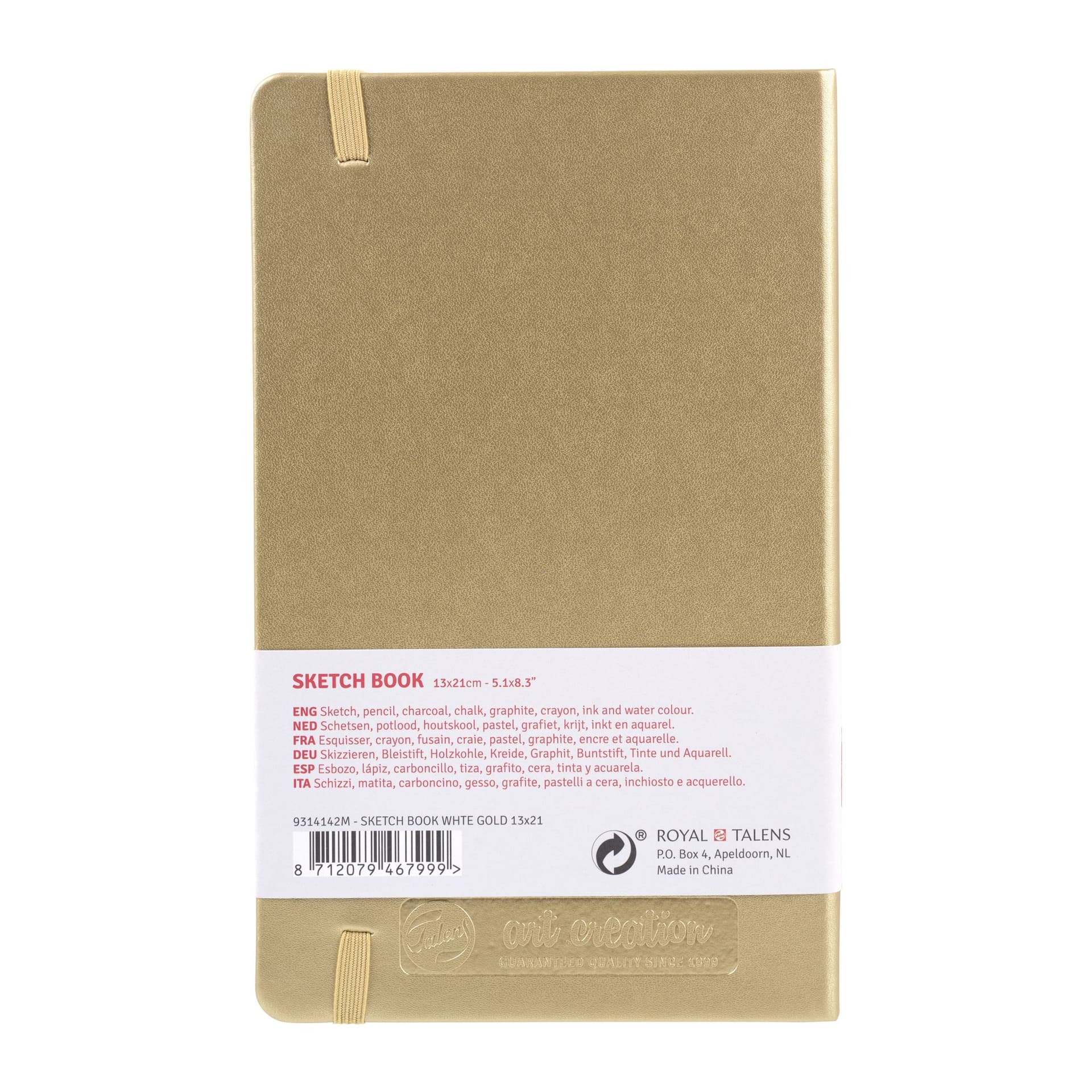 Schetsboek Talens Art Creation 80 witte vellen 140gr 130x210mm witgoud 2