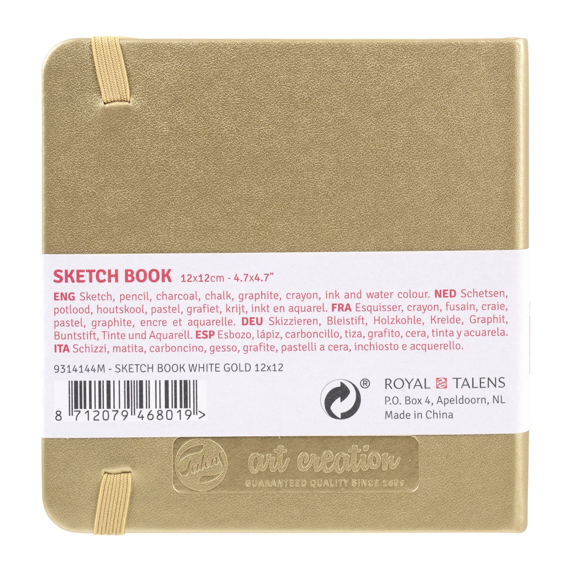 Schetsboek Talens Art Creation 80 witte vellen 140gr 120x120mm witgoud 2