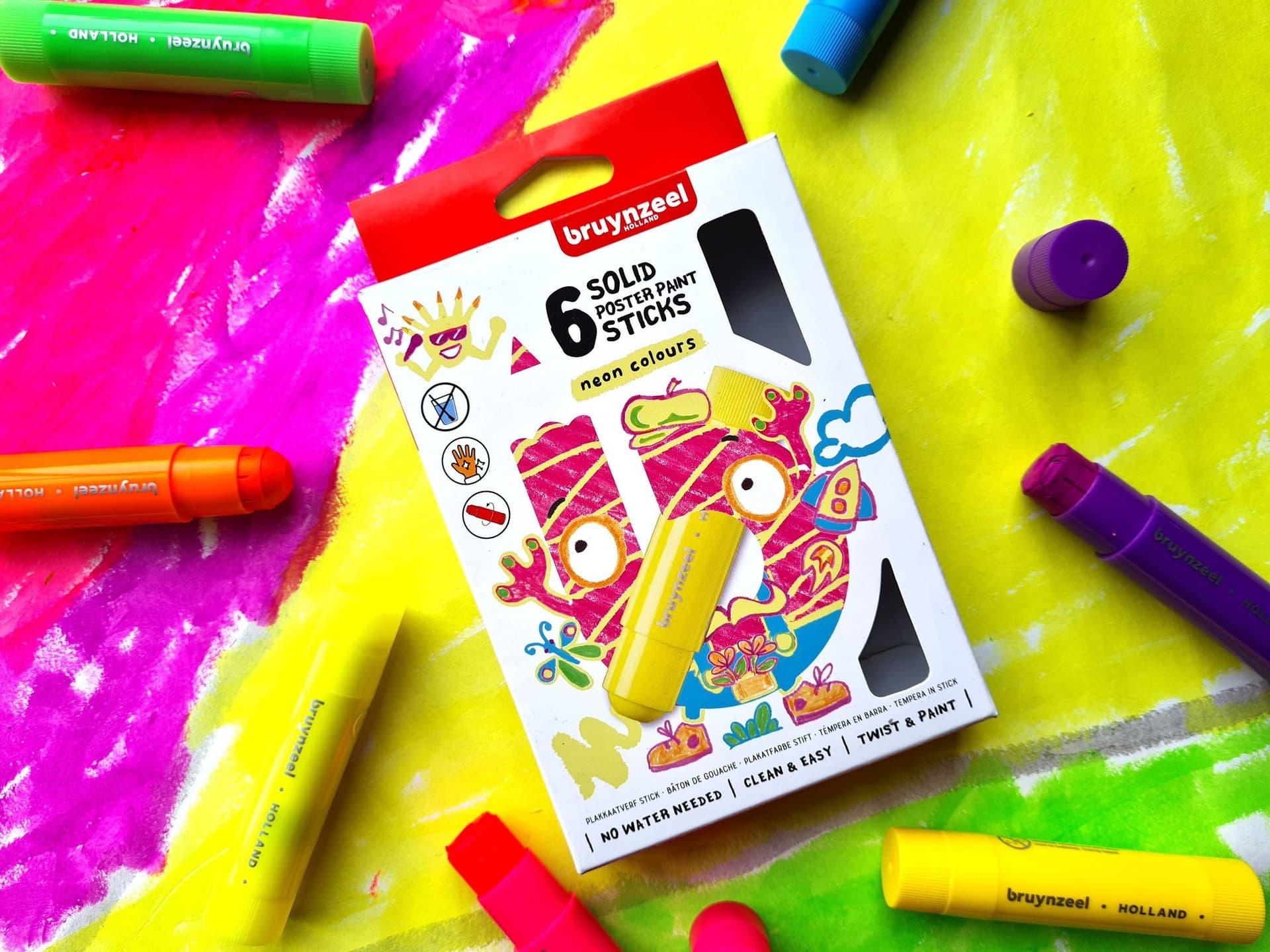 Verfstift Bruynzeel Kids assorti neon 6 stuks 4