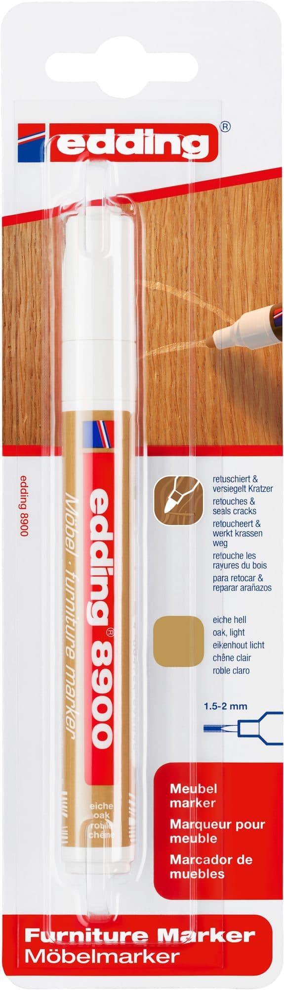 Viltstift edding 8900 meubel rond 1.5-2mm licht eikenhout blister1st