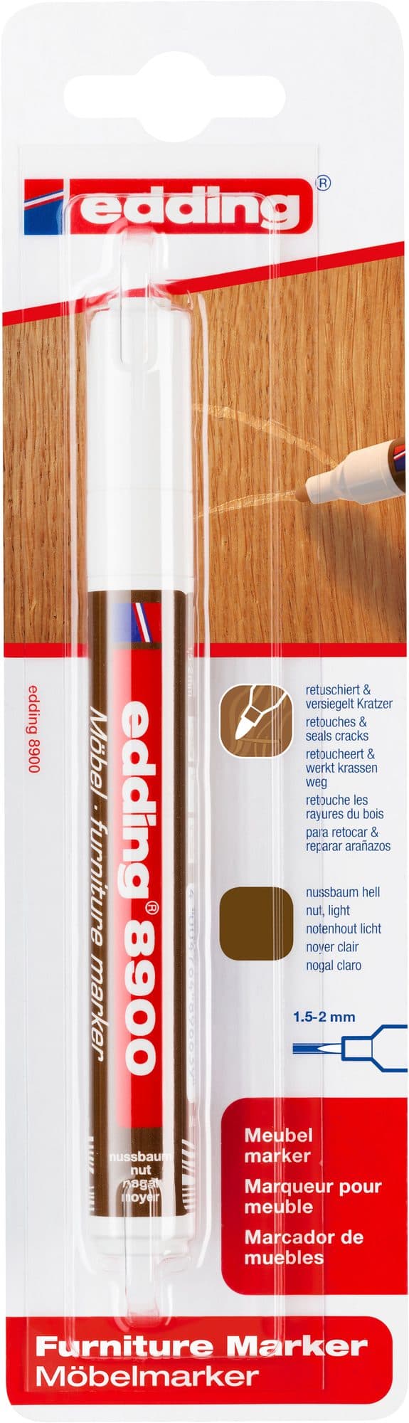 Viltstift edding 8900 meubel rond 1.5-2mm licht notenhout blister 1st