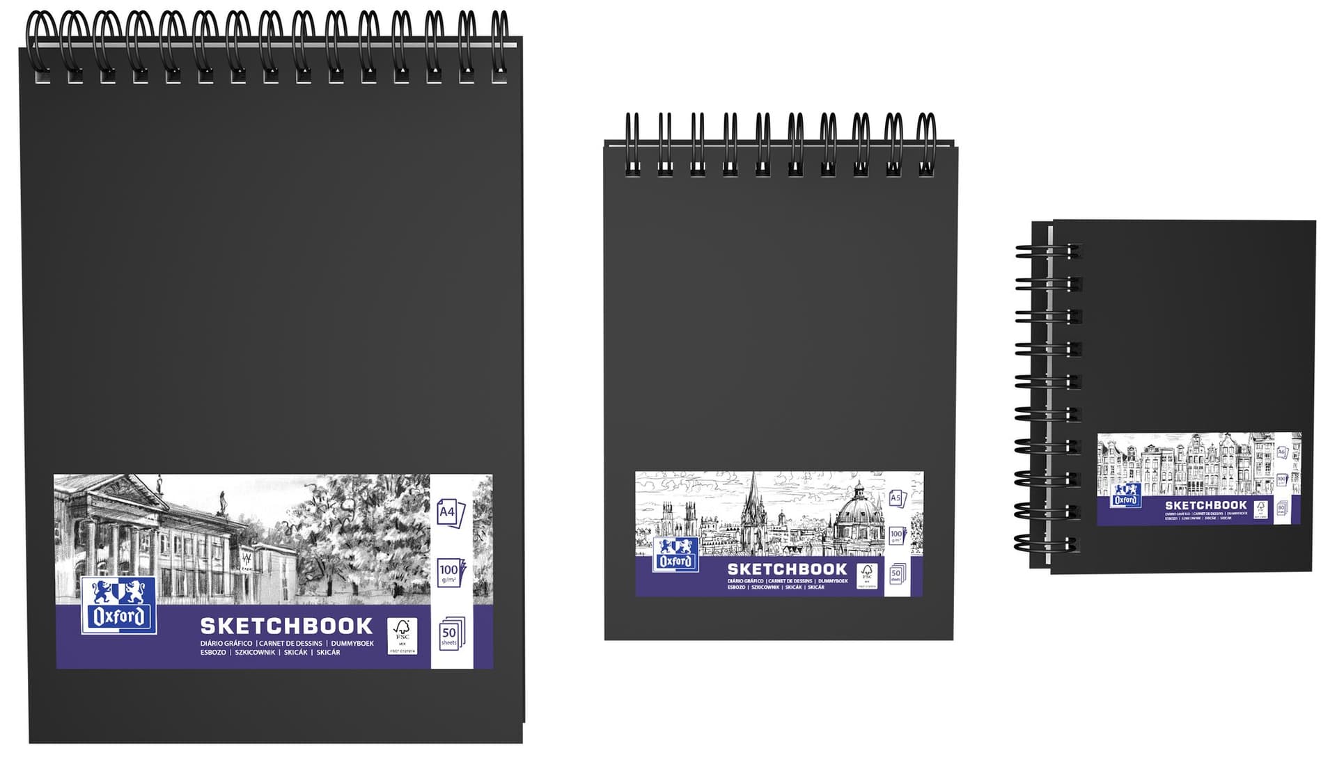 Schetsboek Oxford A5 50 vel 100 gram spiraal 2
