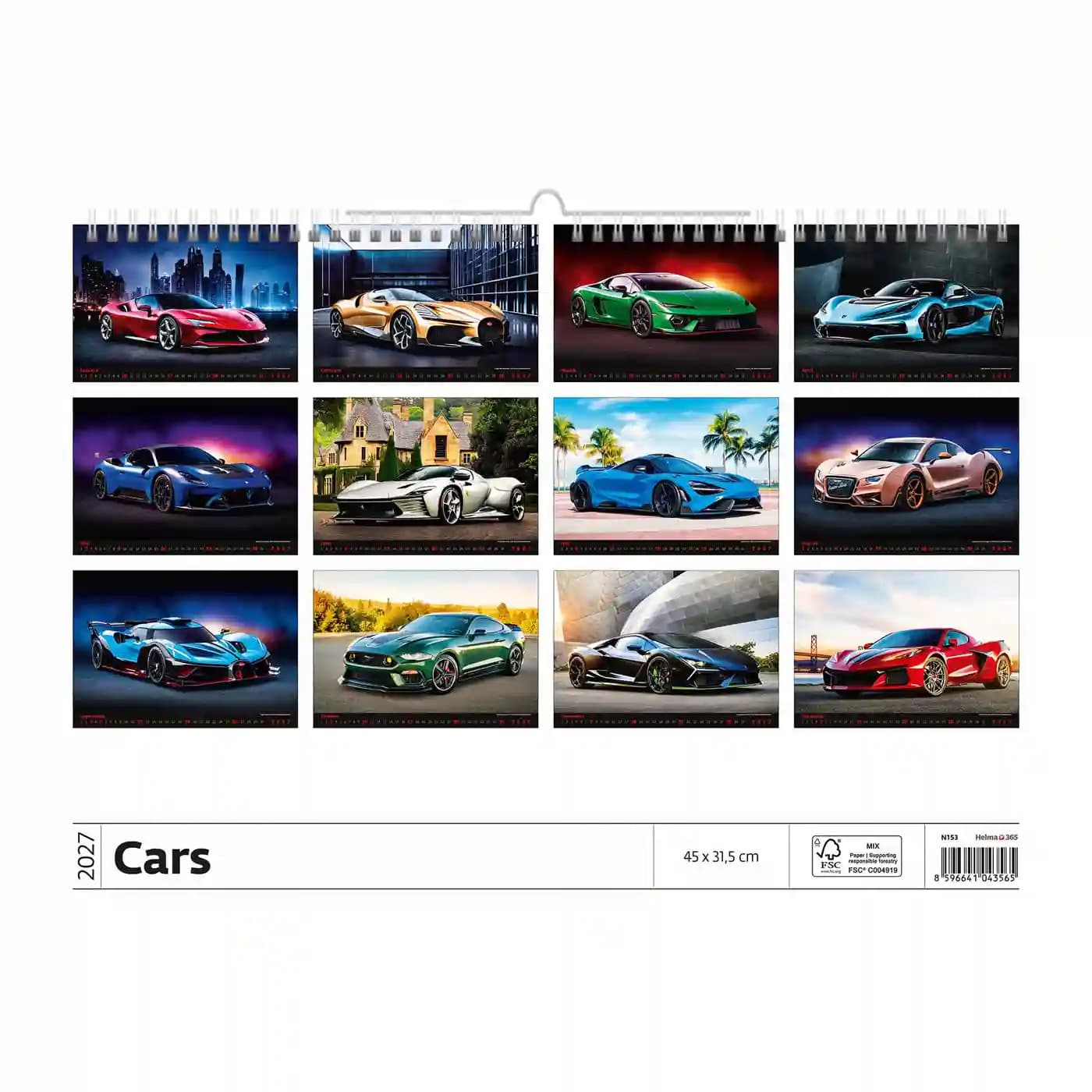 Kalender 2027 Helma 365 31.5x45cm autos 2