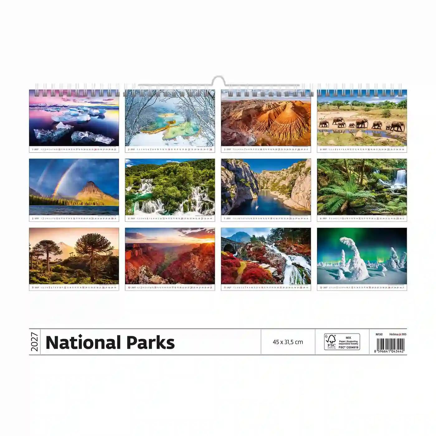 Kalender 2027 Helma 365 31.5x45cm Nationale parken 2
