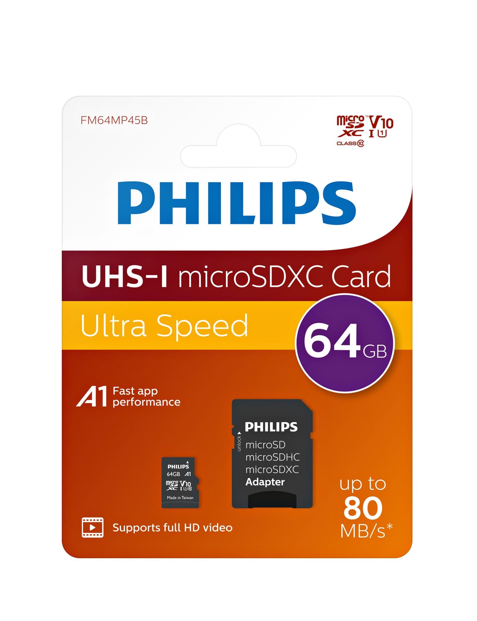 Geheugenkaart Philips micro SDXC Class 10 UHS-I U1 64GB 2