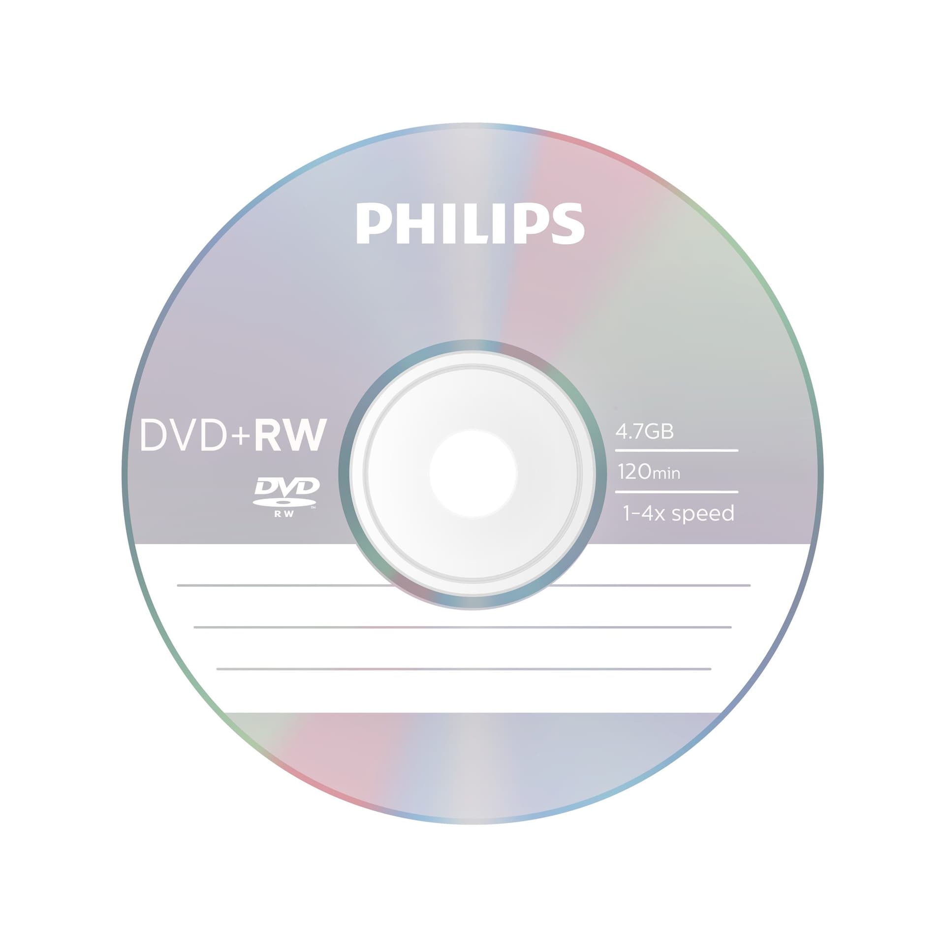 DVD+RW Philips 4.7GB 4x SP 10 stuks 2
