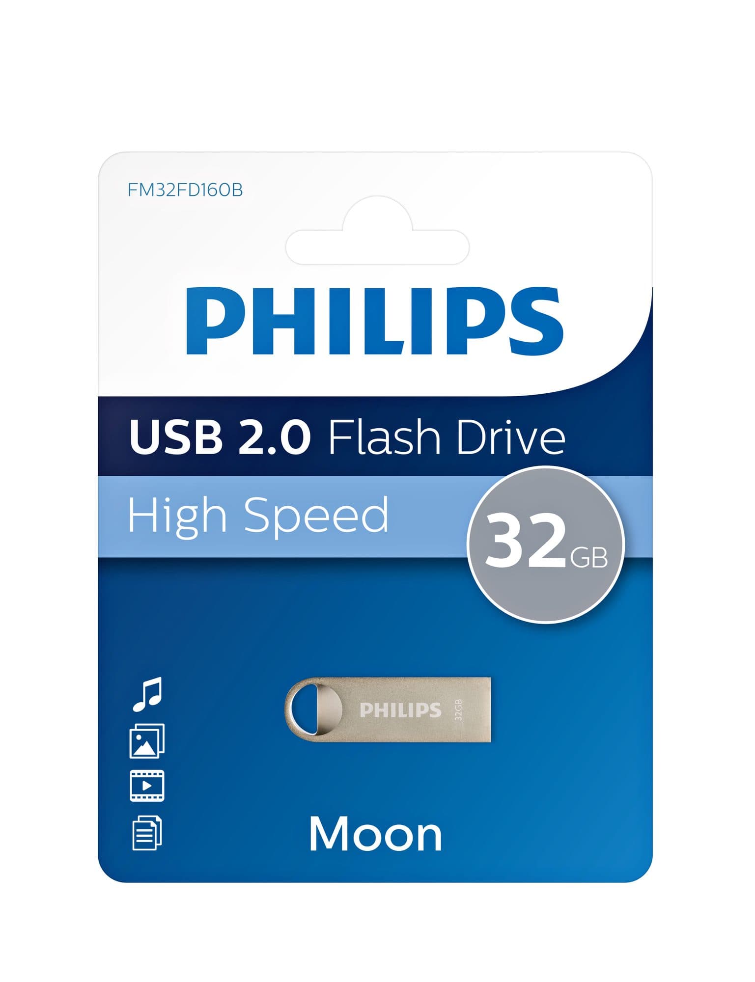 USB stick 2.0 Philips Moon USB-A 32GB zilver 3