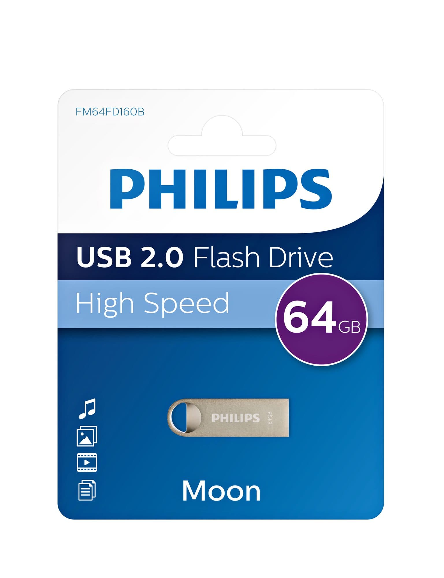 USB stick 2.0 Philips Moon USB-A 64GB zilver 3