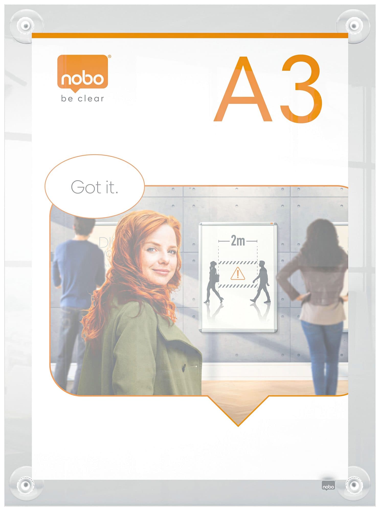 Infobord Nobo Premium Plus A3 acryl wand verplaatsbaar 2