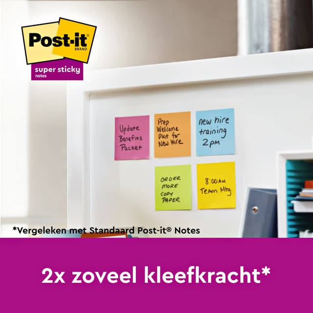 Memoblok Post-it 654 Super Sticky 76x76mm Boost 5 stuks 2