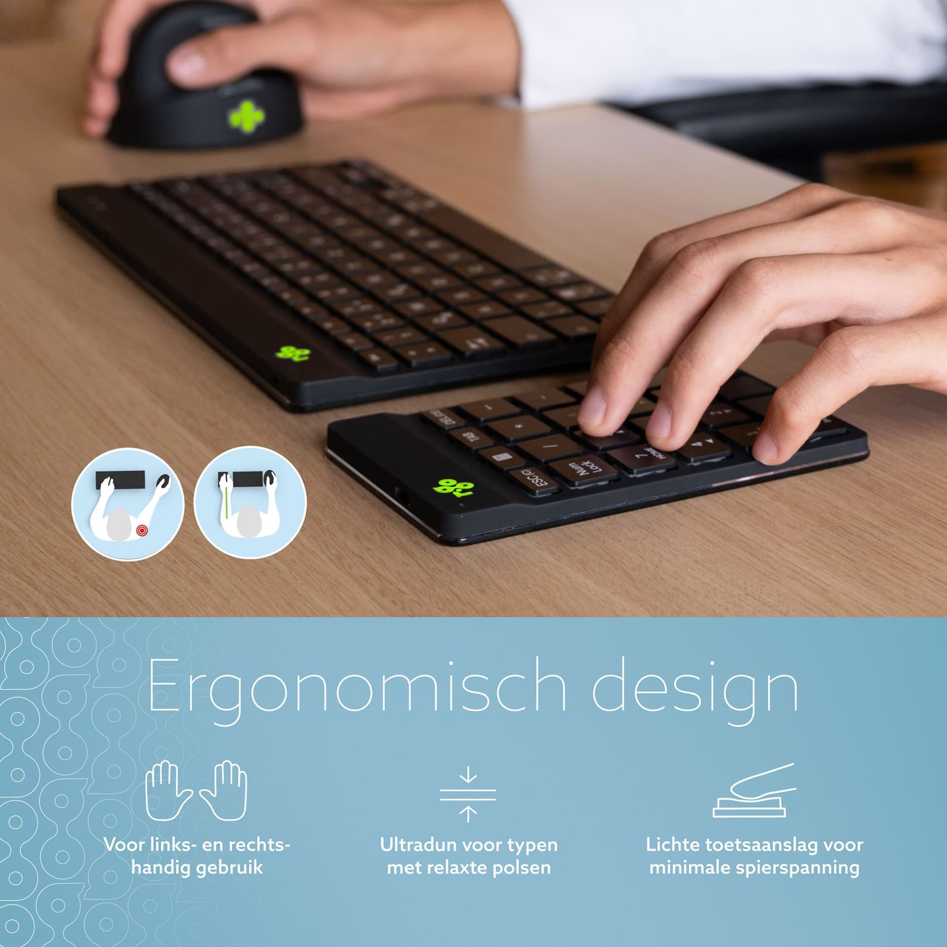 Toetsenbord R-Go Ergonomisch Numpad Break Wireless 2