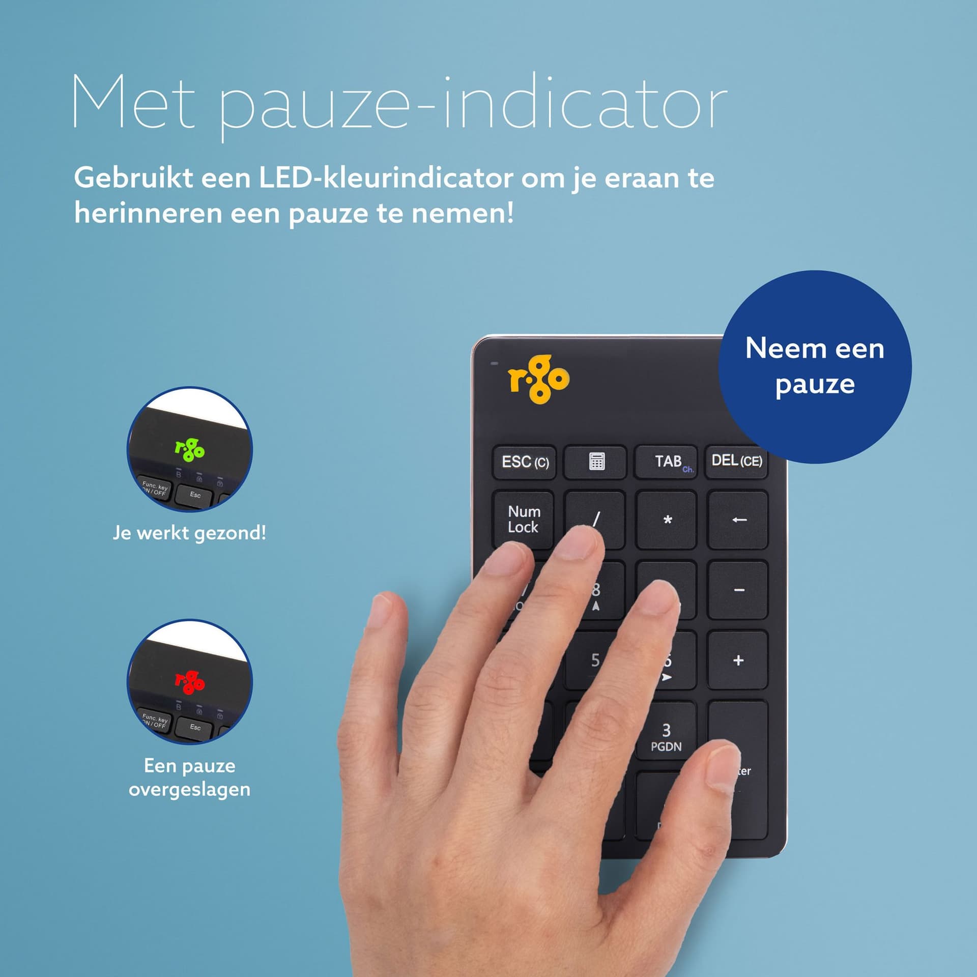 Toetsenbord R-Go Ergonomisch Numpad Break Wireless 3