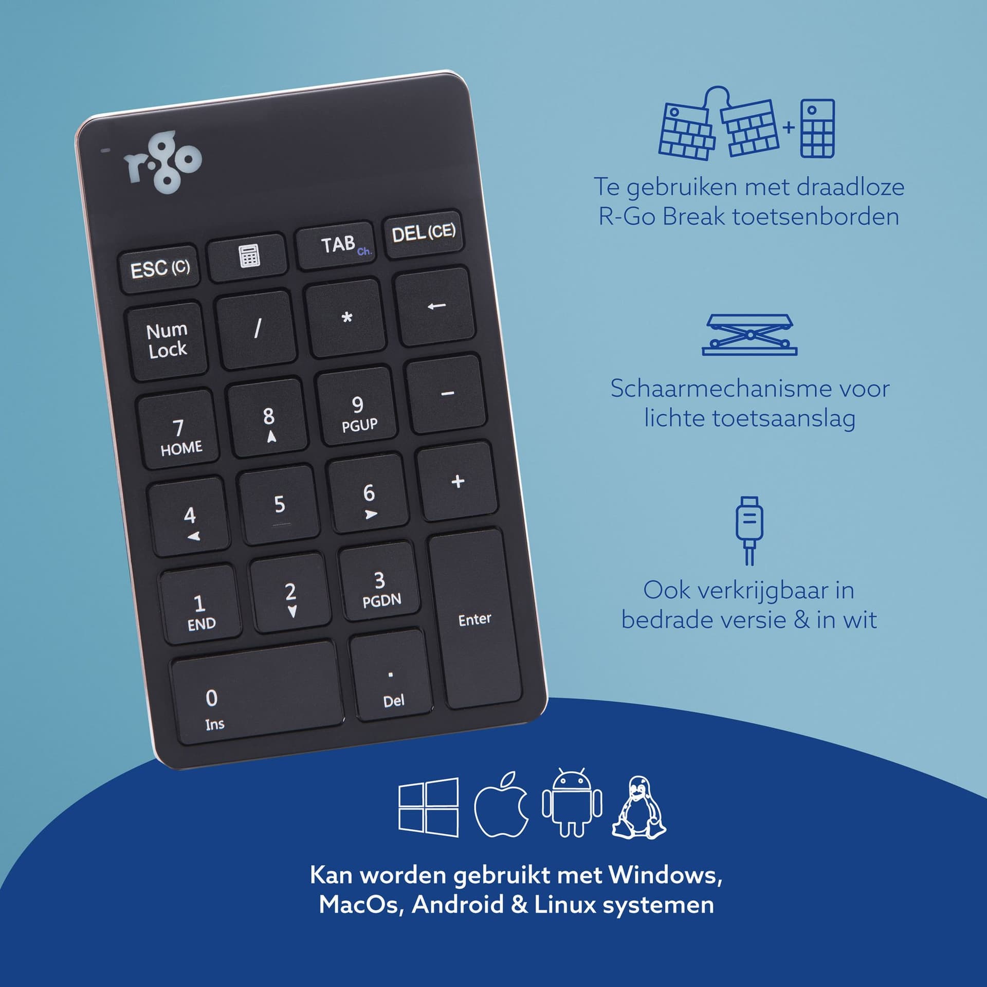 Toetsenbord R-Go Ergonomisch Numpad Break Wireless 4