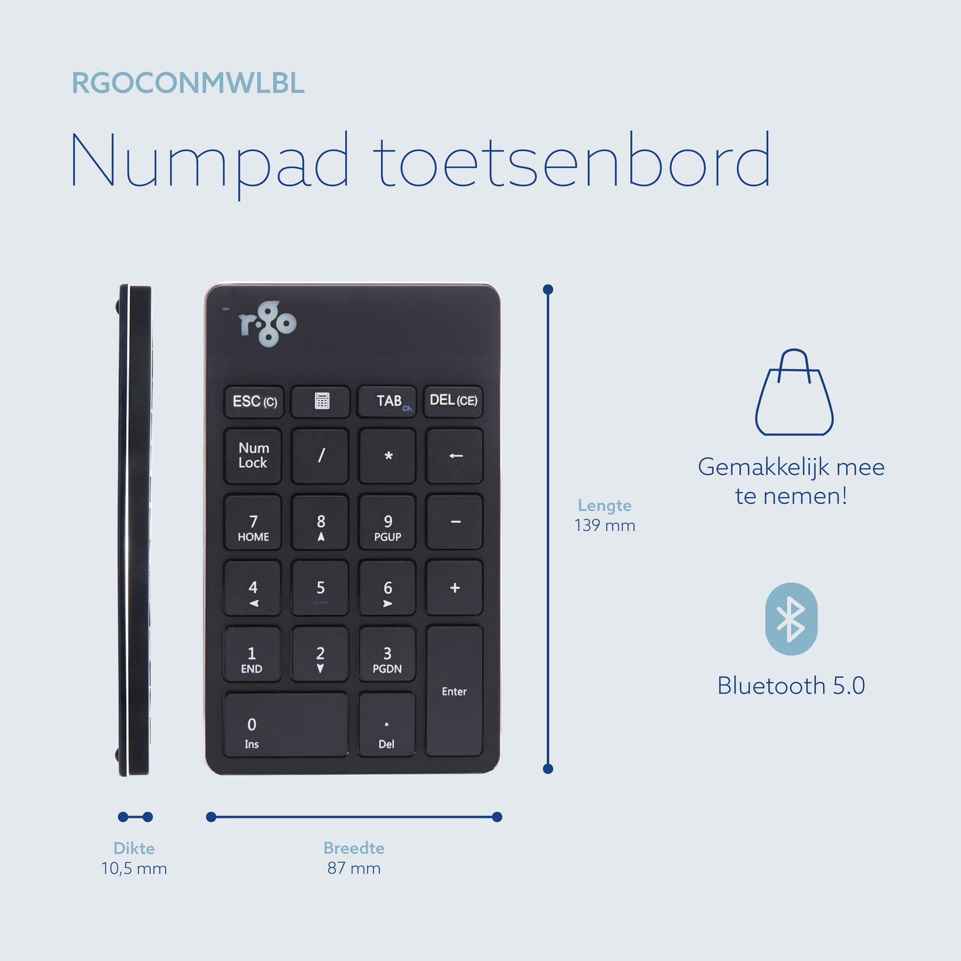 Toetsenbord R-Go Ergonomisch Numpad Break Wireless 5